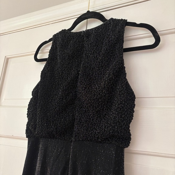 Vintage 90s Cache Size 6 Metallic Black Sleeveless Maxi Gown‎ Dress Made in USA - Picture 9 of 13